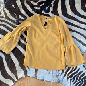 Bell sleeve mustard blouse
